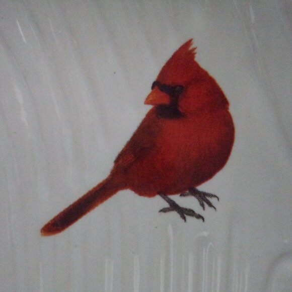 Temptations T. White Woodlands Collection Red Cardinal bird Spoon Rest Dish NEW - Picture 5 of 8